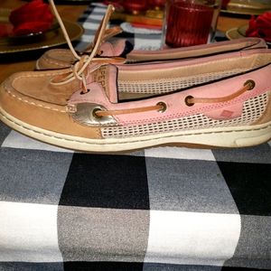 Women Pink Sperry deck shoes
